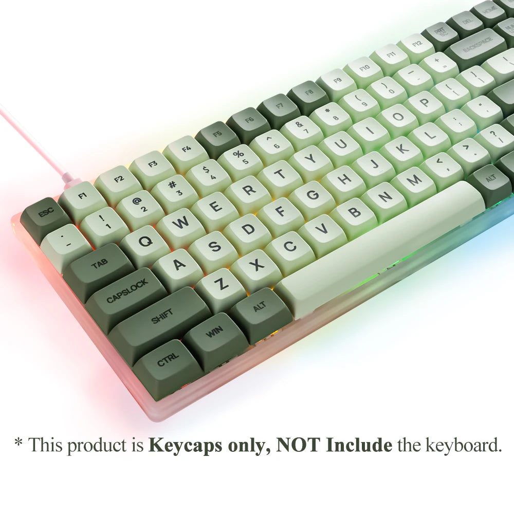 125 Tasten XDA PBT Tastenkappen-Set Matcha Green für mechanische Tastaturen mit 61/64/68/75/87/98/104/108 Tasten für Cherry/Gateron/Otemu/Kailh