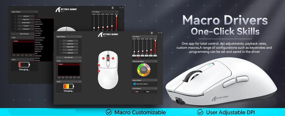 ATTACK SHARK X3 Wireless Gaming Mouse, Ultra-Light 49g Ergonomic Gaming Mouse with PAW3395 Sensor, Tri-Mode Bluetooth/2.4G/USB, 26K DPI Programmable Mouse