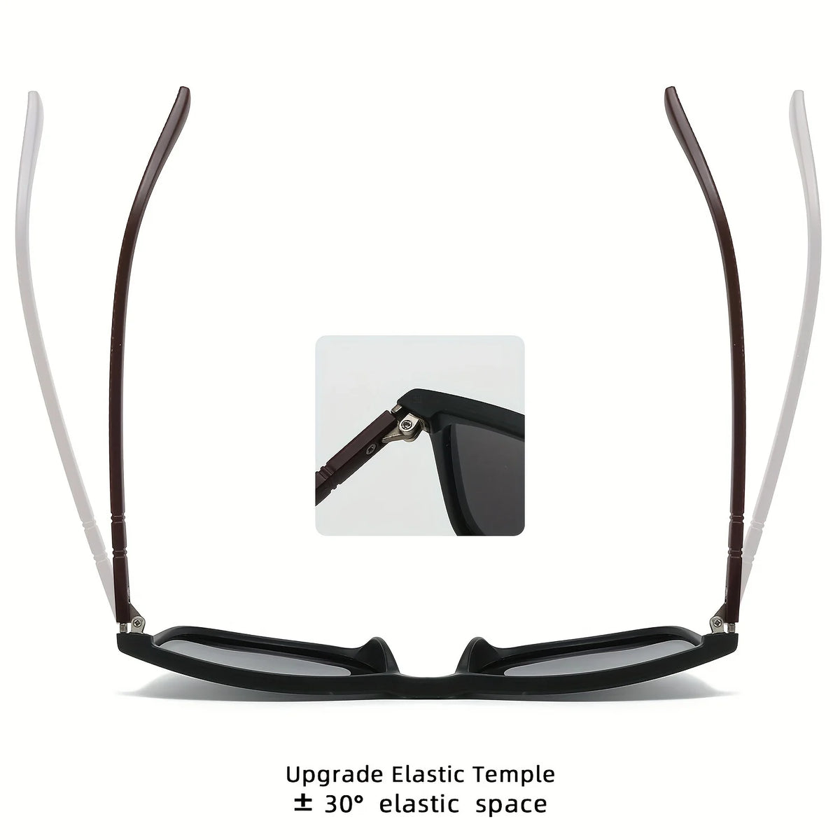 Classic Fashion Square Sunglasses - Lightweight Frame with Red/Green Stripe Temples, UV400 for Travel & Daily Wear