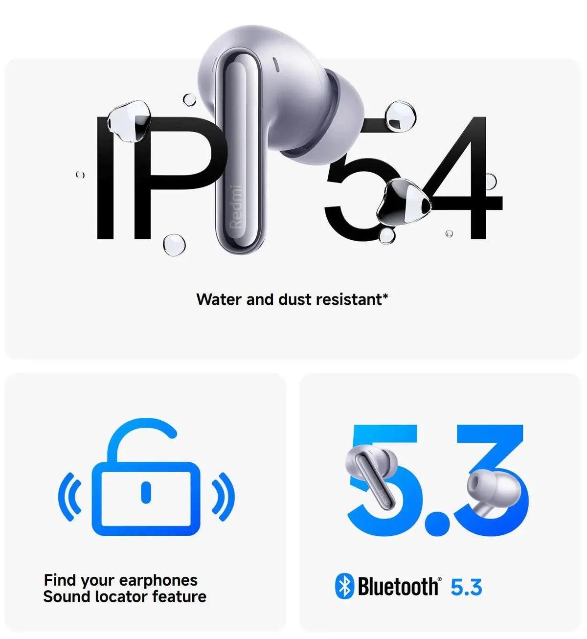 Xiaomi Redmi Buds 6 Pro Wireless Bluetooth Earphones – Hi-Res LDAC, 55dB Active Noise Cancelling ANC Earbuds with Microphone