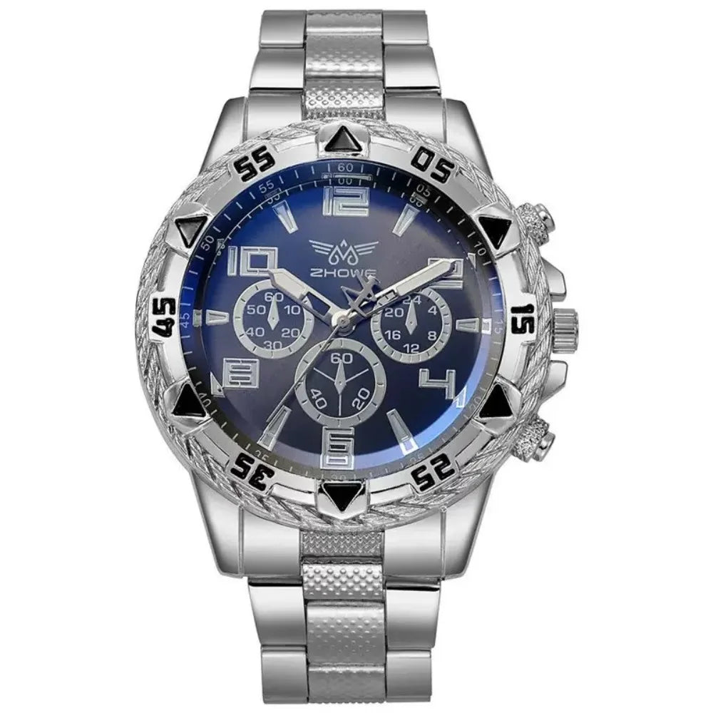 Men’s Luxury Stainless Steel Quartz Watch  Large Dial Business & Casual Wristwatch