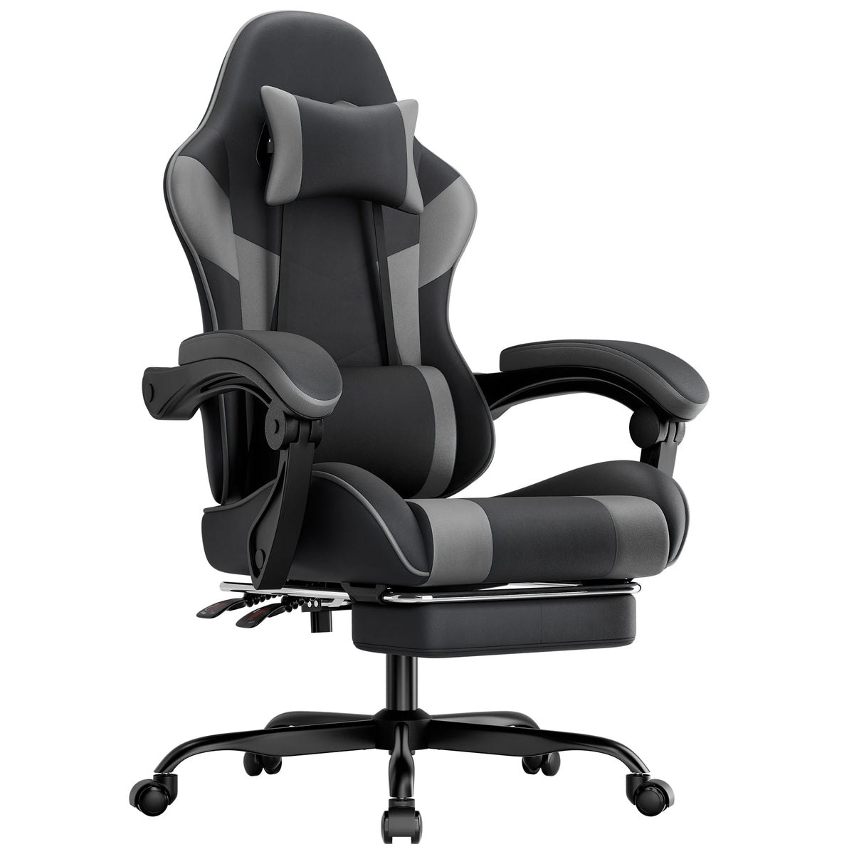 Comanlai Gaming Chair with Footrest Ergonomic High Back Gaming Chair, Adjustable Headrest & Lumbar Support, PU Leather Swivel Computer Gaming Chair for Office & Home