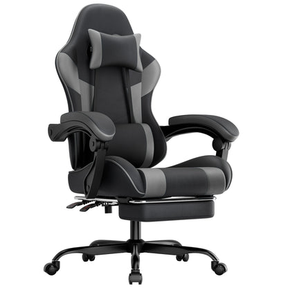Comanlai Gaming Chair with Footrest Ergonomic High Back Gaming Chair, Adjustable Headrest & Lumbar Support, PU Leather Swivel Computer Gaming Chair for Office & Home