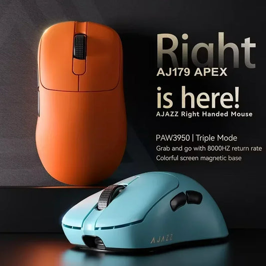 Ratón gaming inalámbrico Ajazz AJ179 APEX con base con pantalla a color, Bluetooth, PAW3395, batería de 400mAh, frecuencia de actualización de 8000Hz