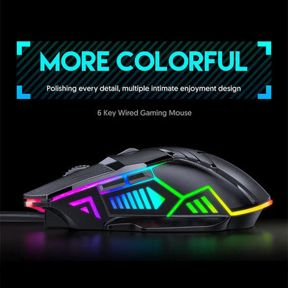 3200DPI Ergonomic Wired Gaming Mouse RGB Backlit USB Gaming Mouse with 6 Silent Buttons for PC Laptop