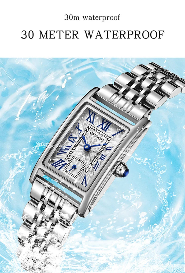 SANDA 1116 Women’s Elegant Quartz Watch  Rectangle Dial, Water Resistant & Business Design