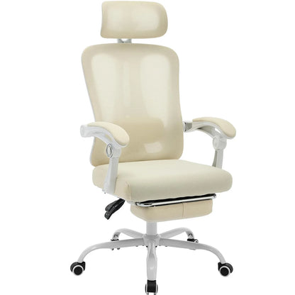 Ergonomic Office Chair with Adjustable Lumbar Support & Footrest, High-Back Mesh Gaming Chair, Reclining Home Office Desk Chair with Tilt Mechanism