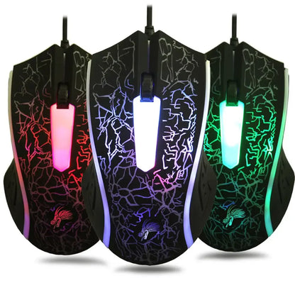 Ratón gaming con cable USB de 2400 DPI, ratón gaming profesional con retroiluminación LED, ratón ergonómico para PC, portátil y MacBook