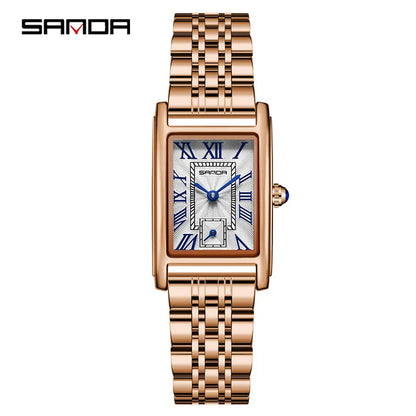 SANDA 1116 Women’s Elegant Quartz Watch  Rectangle Dial, Water Resistant & Business Design