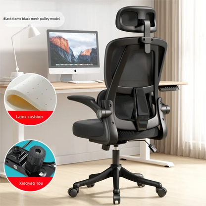 Ergonomic Home Office Chair with Back Support, Comfortable Desk Chair for Students, Rolling Study Chair with Armrests for Long Sitting