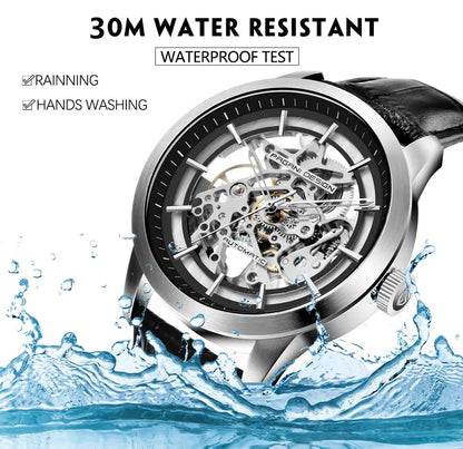 PAGANI DESIGN Business Man Watch Luxury Skeleton Hollow Leather Men's Wristwatch New Mechanical Male Clock Relogio Masculino