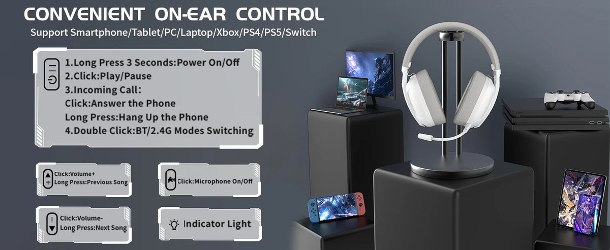 ATTACK SHARK L80PRO Wireless Gaming Headset Tri-Mode Bluetooth Gaming Headphones with Dual Microphone, Low Latency, Premium Gaming Audio