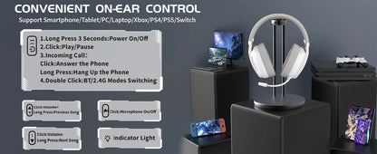 ATTACK SHARK L80PRO Wireless Gaming Headset Tri-Mode Bluetooth Gaming Headphones with Dual Microphone, Low Latency, Premium Gaming Audio