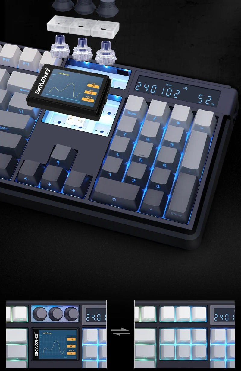 Teclado mecánico inalámbrico SKYLOONG GK104 Pro 100% personalizado, teclado con interruptores intercambiables en caliente de bajo ruido para PC gamer y accesorios de oficina