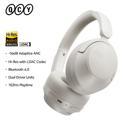 QCY H3S – Adaptiver ANC-Over-Ear-Bluetooth 6.0-Kopfhörer mit -56dB – Hi-Res LDAC Wireless-Headset, 102H Akku, räumlicher Klang mit Dual-Treiber
