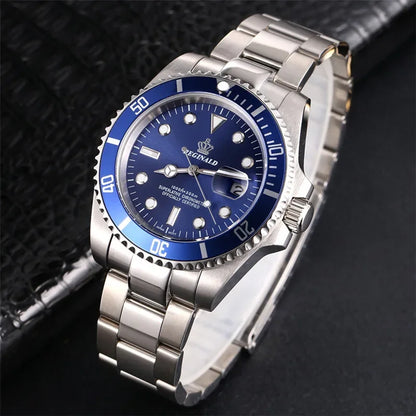 Reginald Men’s GMT Quartz Watch  Rotating Bezel, Sapphire Crystal, Date Display & Stainless Steel Sports Watch