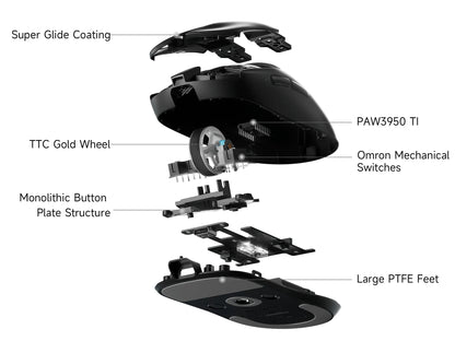 MCHOSE A7 V2 Lightweight Wireless Gaming Mouse Dual 8,000Hz Polling Rate PAW3950 TI Gaming Esports Office Mouse