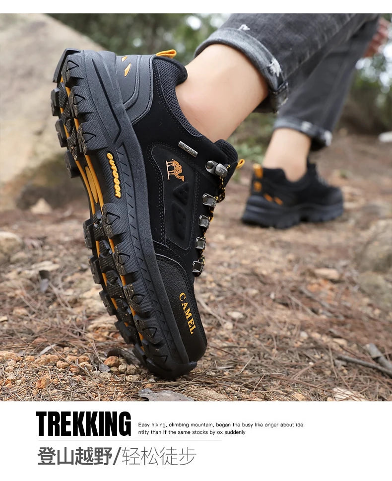 Classic Black Men's Hiking Shoes Outdoor Low Climbing Walking Shoes For Men Trekking Sneakers Non-Slip Mountaineering Shoes Man
