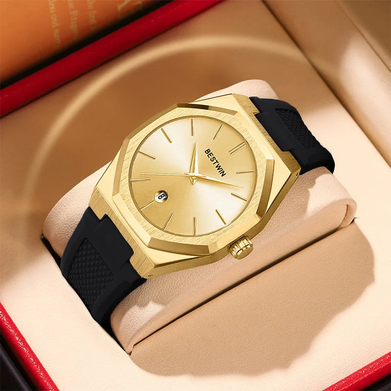 Men’s Luxury Sport Quartz Watch  Silicone Strap, Date Display & Waterproof Design