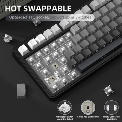 ATTACK SHARK X85 Tri-Mode Mechanical Keyboard 75% Gasket Keyboard with CNC Knob, Hot Swappable RGB Wireless Gaming Keyboard for PC, Mac & Laptop