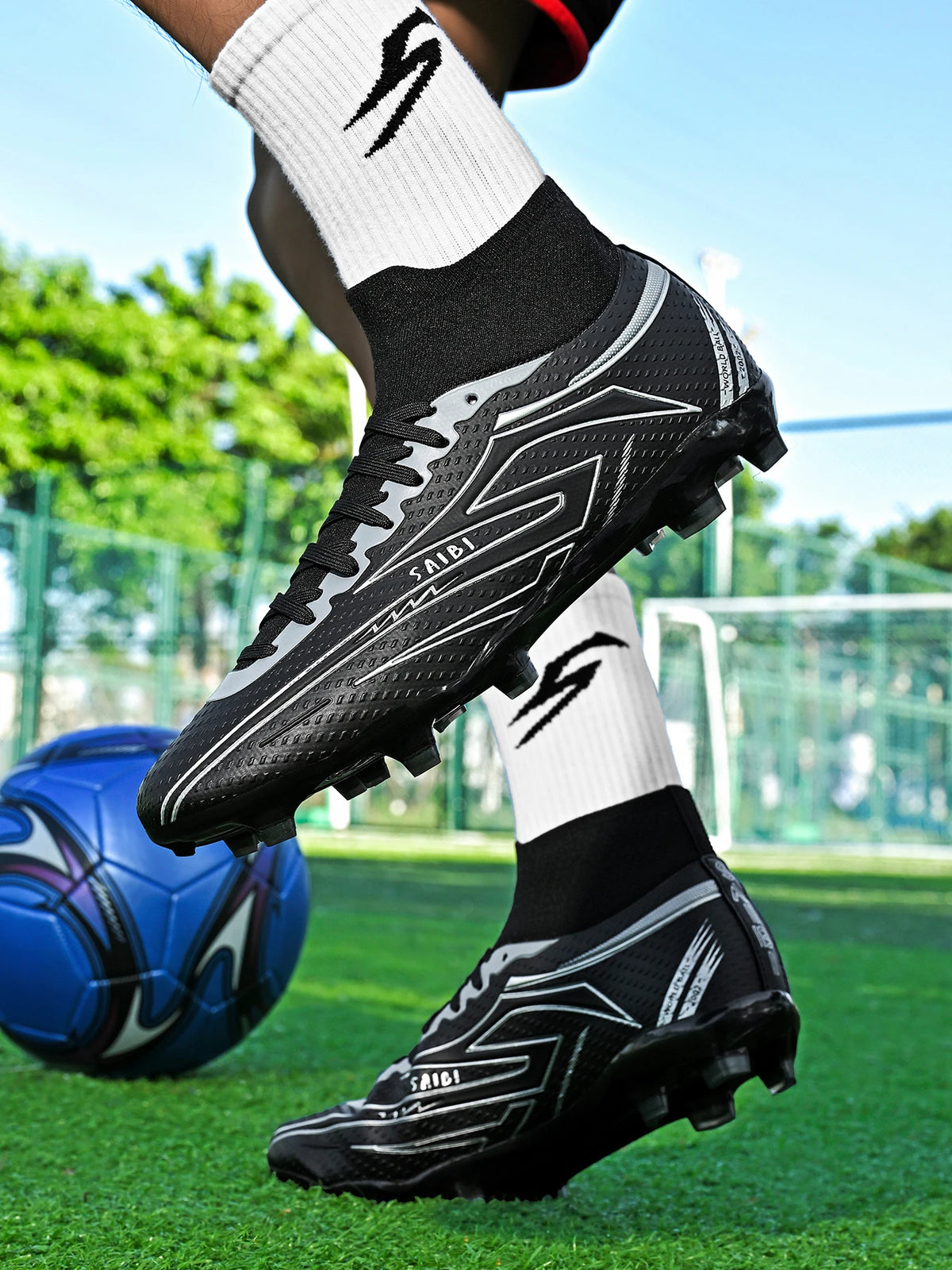 AG/FG Football Boots Unisex Kids Youth PU+Fabric Upper TPU Sole Anti-Slip Durable Outdoor Sports Pitch Training Shoes
