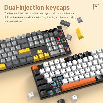 AJAZZ NK104 Wired Typing Mechanical Keyboard with Metal Knob Switch and Backlight Function for Laptops