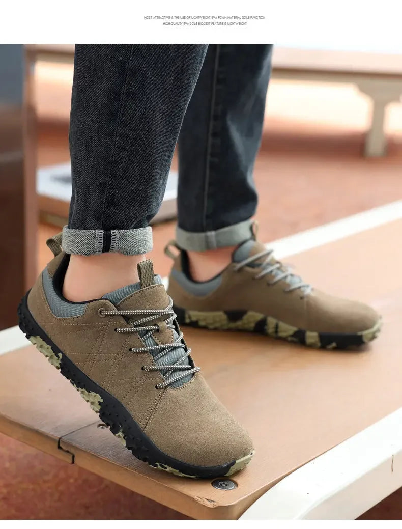 Suede Leather Shoes PU Fabric Wide Toe Shoe Anti Slip Hiking Shoe Workwear Men's Sports Shoes Women's Outdoor Walking Shoes