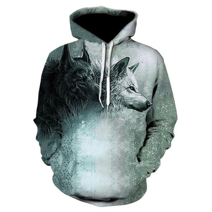 2023 Men's Oversized Hoodie 3D Wolf Animals Pattern Ferocious Warrior Fashion Sweatshirt Loose Street Funny Tracksuits Fitness