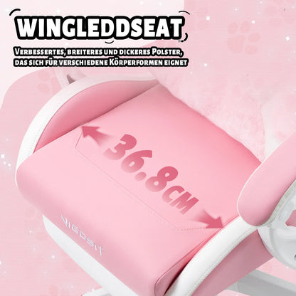 VIGOSIT Gaming Chair with Cute Cat Ears, Ergonomic Computer Gaming Chair for Girls, Kawaii Pillow, Lumbar Support, Adjustable Reclining Gamer Chair