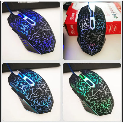 Ratón gaming con cable USB de 2400 DPI, ratón gaming profesional con retroiluminación LED, ratón ergonómico para PC, portátil y MacBook