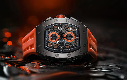 TSAR BOMBA Watch for Men Luxury Brand Tonneau Design Waterproof Clock Stainless Steel Wristwatch Fashion Rectangle Mens Watch