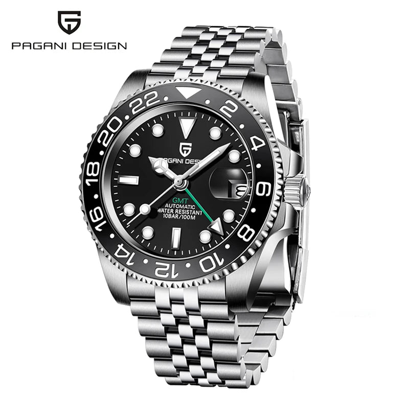 PAGANI DESIGN V3 PD-1662 GMT Watches Men's Luxury Sapphire Automatic Mechanical Watch 40MM Stainless Steel 100M Waterproof Watch