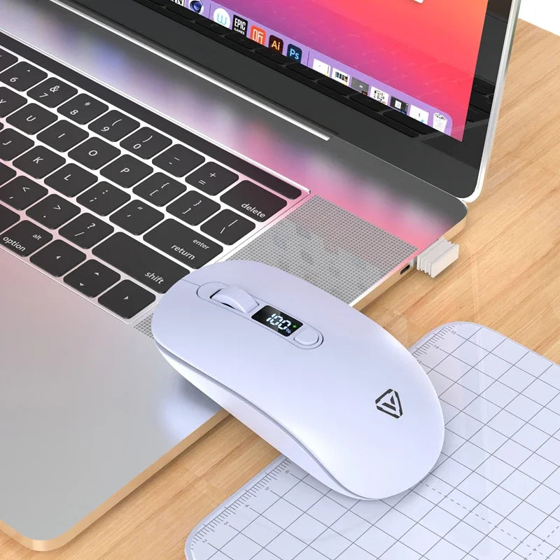 Lenovo Wireless Mouse Bluetooth 2.4G With Smart Display Silent Portable Silent Click Mouse Rechargeable Office Computers Laptops