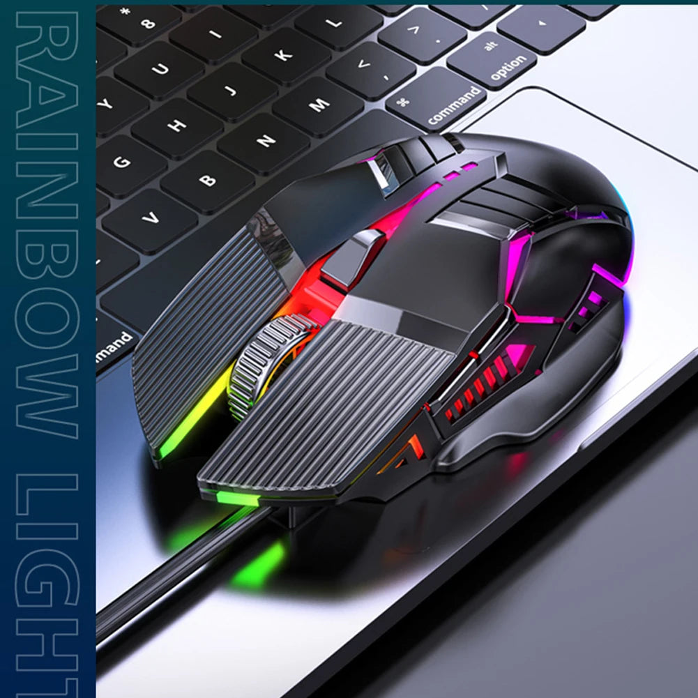 3200DPI Ergonomic Wired Gaming Mouse RGB Backlit USB Gaming Mouse with 6 Silent Buttons for PC Laptop
