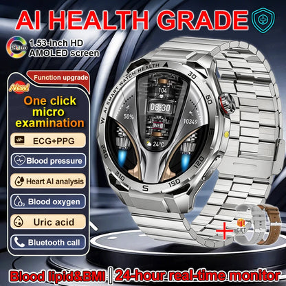 Smart Watch Men High-end Health Blood pressureblood oxygen lipids Uric acid Sapphire Smart watches Ai GPT Custom dial ECG 2026
