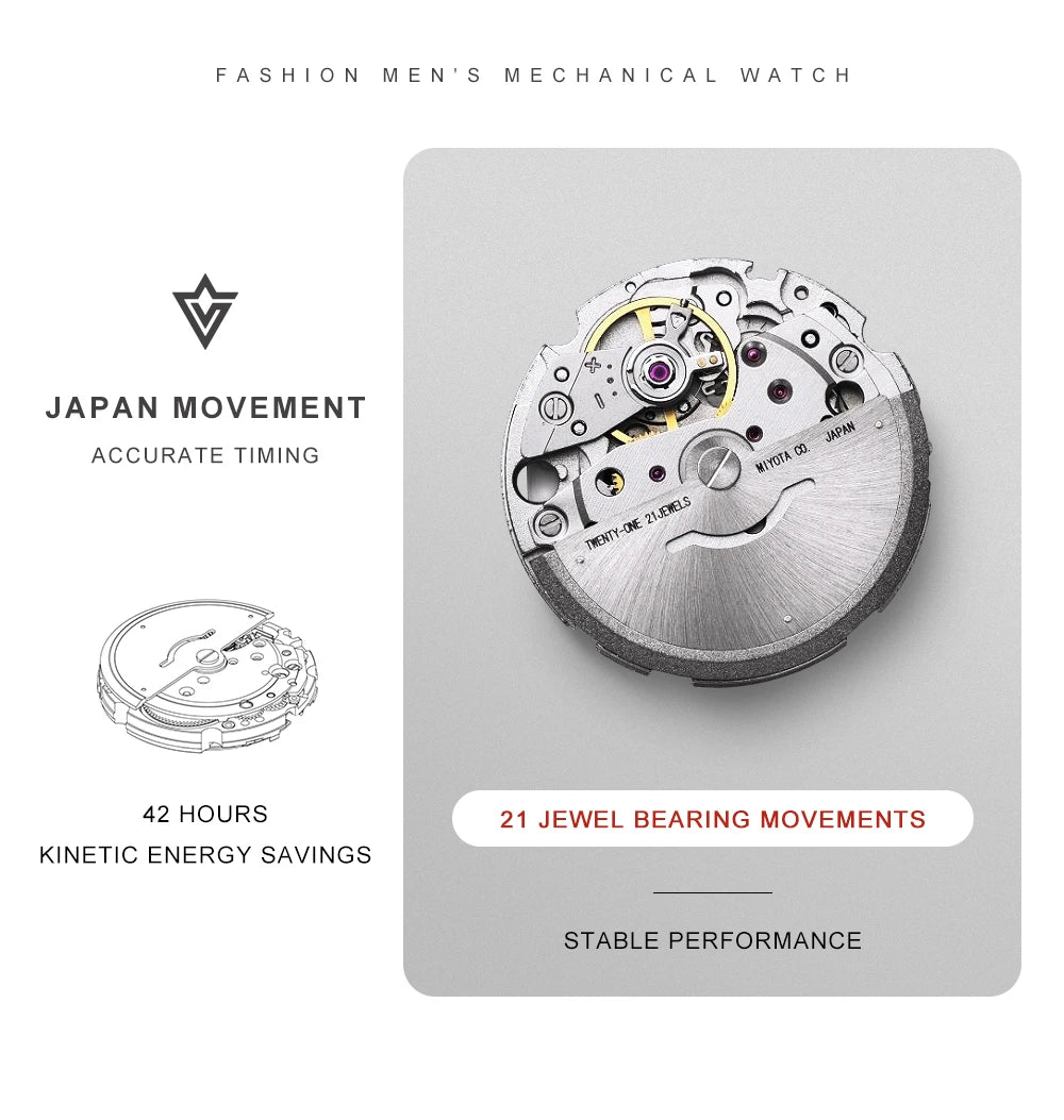 CADISEN 2026 Automatic Mechanical Men's Watch Blue Dial Business Casual 10ATM Waterproof Japan MIYOTA 8215 Movement Wristwatch