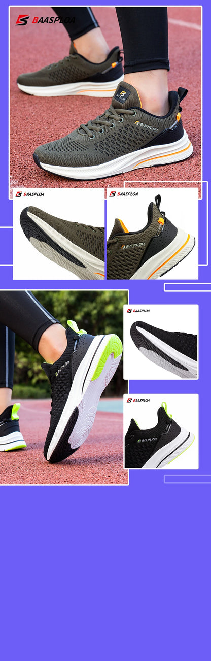 Baasploa Men Running Sneakers Brand Casual Lightweight Designer Mesh Jogging Shoes Male Breathable Lace-Up Sports Walking Shoes