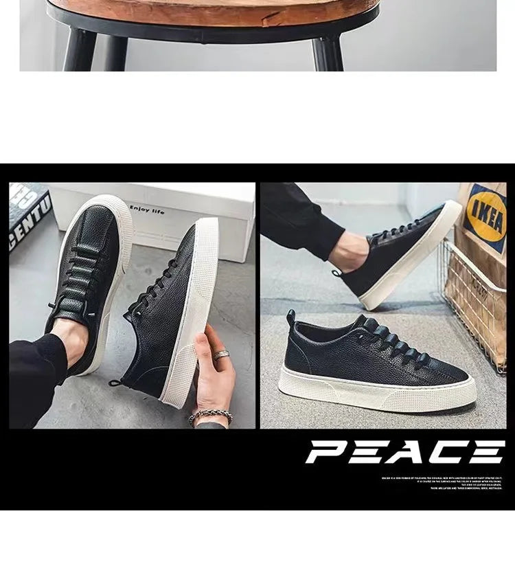 Men Sneakers Casual Shoes Men Flats Zapatillas Hombre Lightweight PU Leather Breathable Shoe Mens White Sports Tenis Shoes
