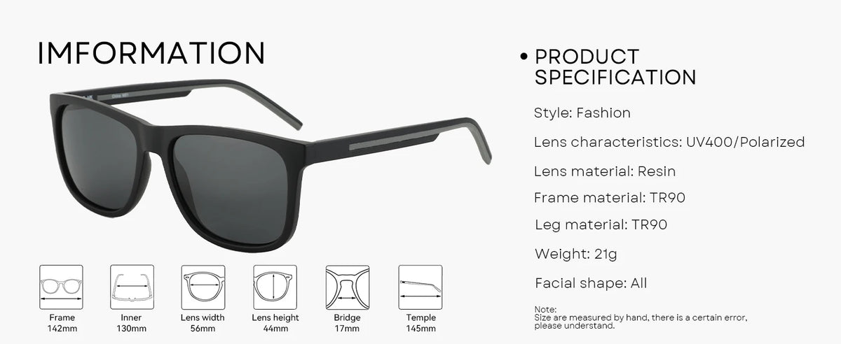 ZENOTTIC Men's Polarized Sunglasses - Lightweight TR90 Frame Square Mens Sunglasses UV400 Protection