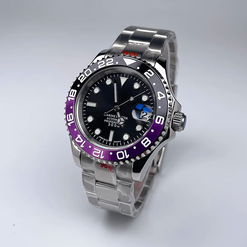 YM Style 40mm Men’s Automatic Watch Sapphire Crystal, Luminous Dial & Rotating Bezel with Jubilee Bracelet
