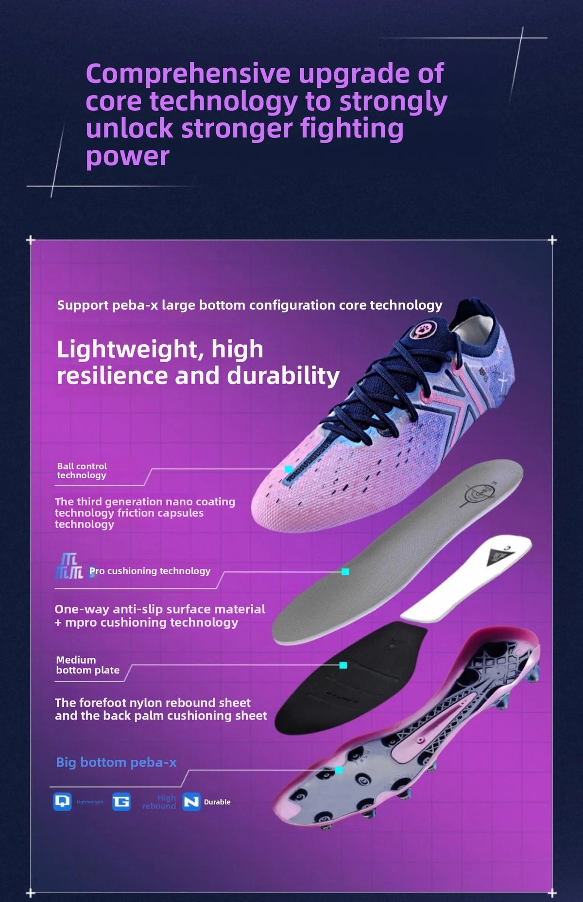 KELME FG Professional Soccer Shoes with Long Nails Natural Grass Professional Match Football Boots Indoor Anti Slip Soccer shoes