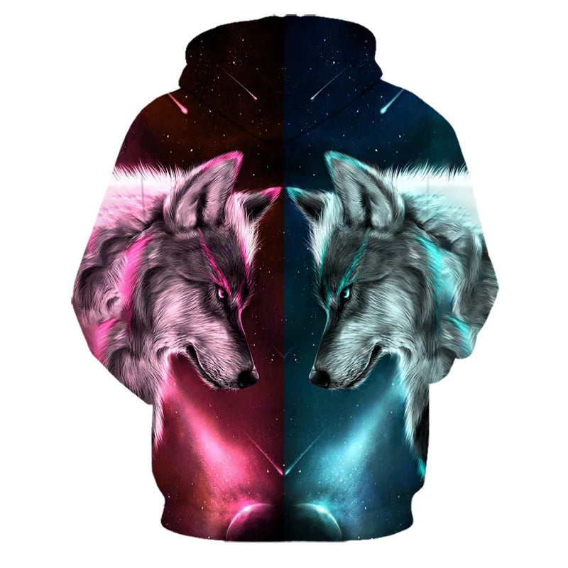 Mikiny s kapucí Animal Wolf s 3D potiskem pro muže i ženy, módní ležérní oversized pulovr, hip hop Harajuku streetwear hoodies