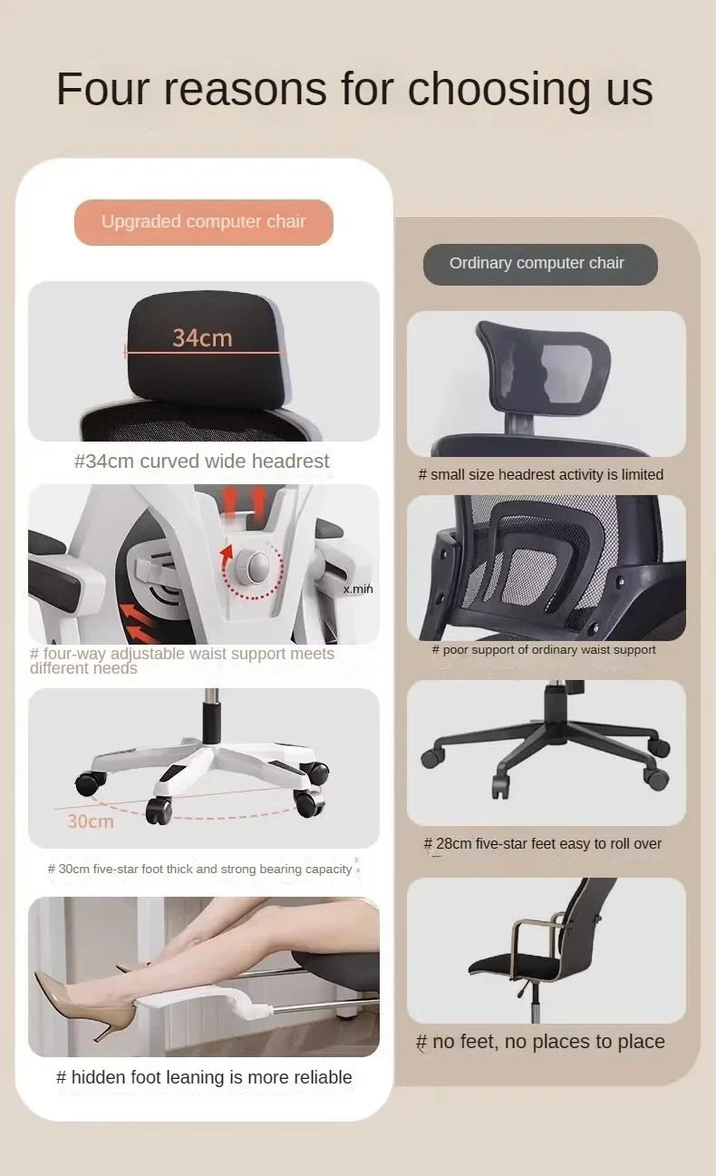 Ergonomic Computer Office Chair with Adjustable Height, Rotating Swivel Design, Comfortable Reclining Boss Chair for Home Office, Study & Gaming