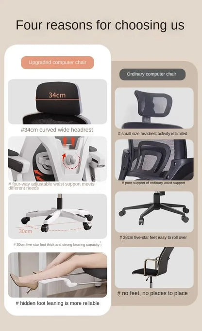 Ergonomic Computer Office Chair with Adjustable Height, Rotating Swivel Design, Comfortable Reclining Boss Chair for Home Office, Study & Gaming