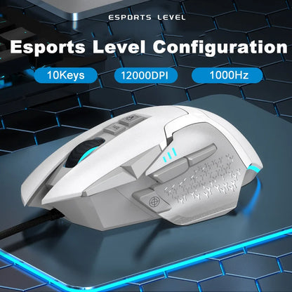 Wired Gaming Mouse 12000 DPI with Macro Programming, RGB Backlight & 10 Buttons