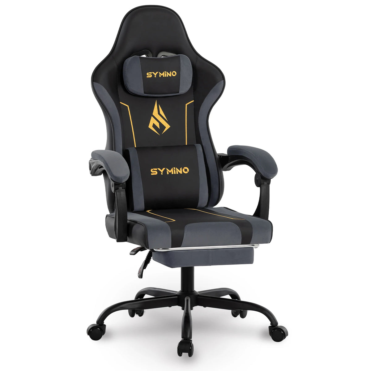 SYMINO Ergonomic Gaming Chair with Footrest, Latex Cushion Racing Style Gaming Chair, Adjustable Reclining Office Chair with Armrests & Wheels