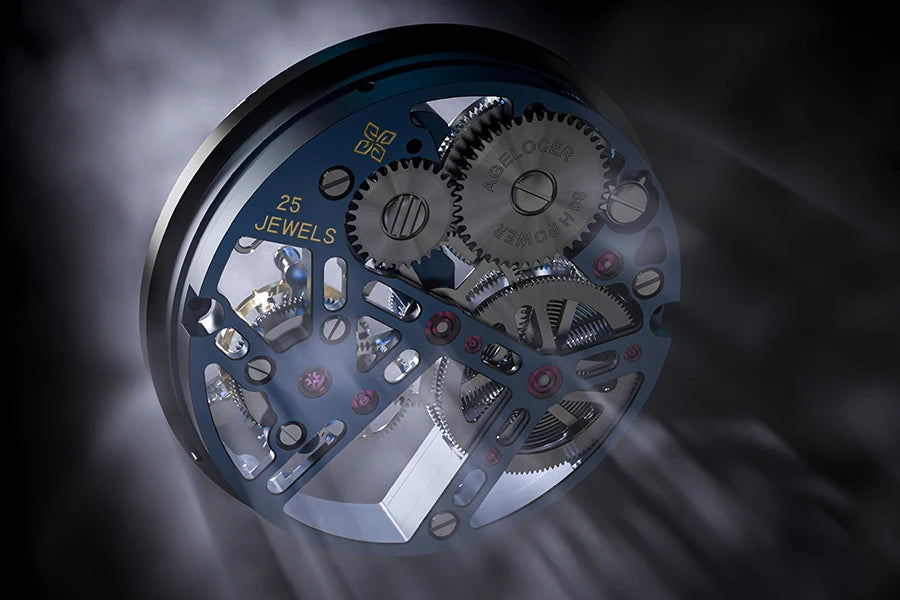 AGELOCER Original Tourbillon Watch Ceramic Bezel Men's Vogue Luxury Skeleton Manual Mechanical Watch Birthday Gift for Men