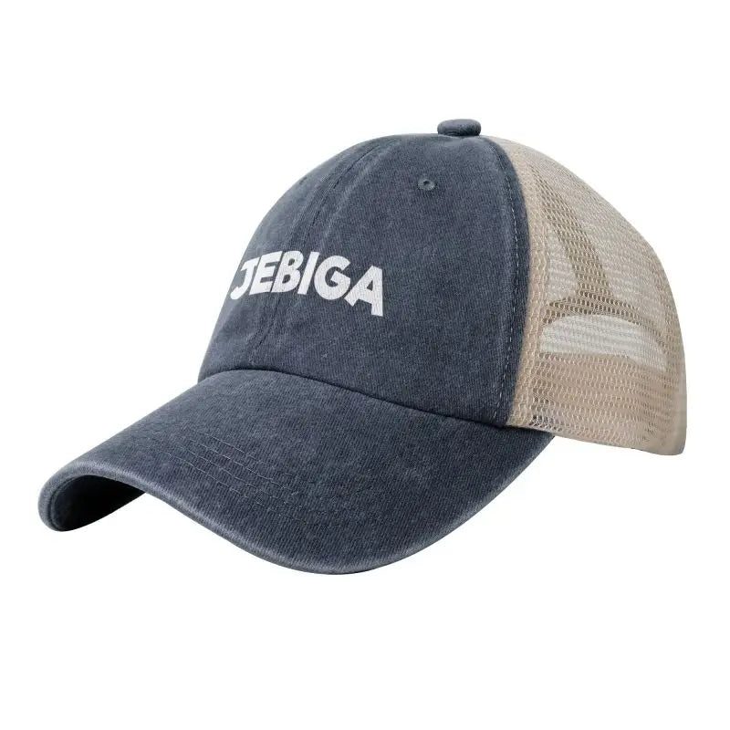 Jebiga Brate Print Vintage Mesh Baseball Cap Low Profile Trucker Hat for Men Breathable Cotton Summer Cool Hat Outdoor Ball Cap