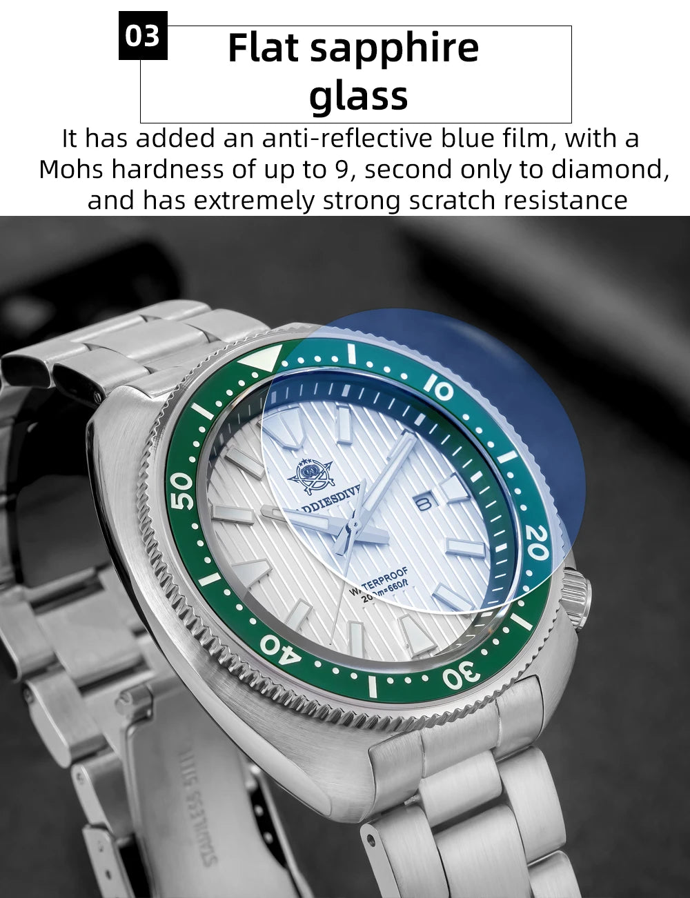 ADDIESDIVE Luxury Men's Watches Stainless Steel Sapphire Crystal Quartz Watch for Men Luminous 20Bar Waterproof NEW Wristwatches