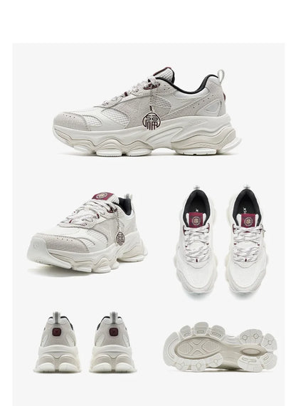 Xtep Chinoiserie Casual Shoes Female 2025 Spring Increase Thick Sole Sports Shoes Outdoor Vintage Fashion Sneakers 875118320006
